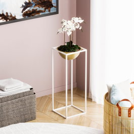 Aberto Design Maceta Decorativa GED-021-C Blanco y Dorado